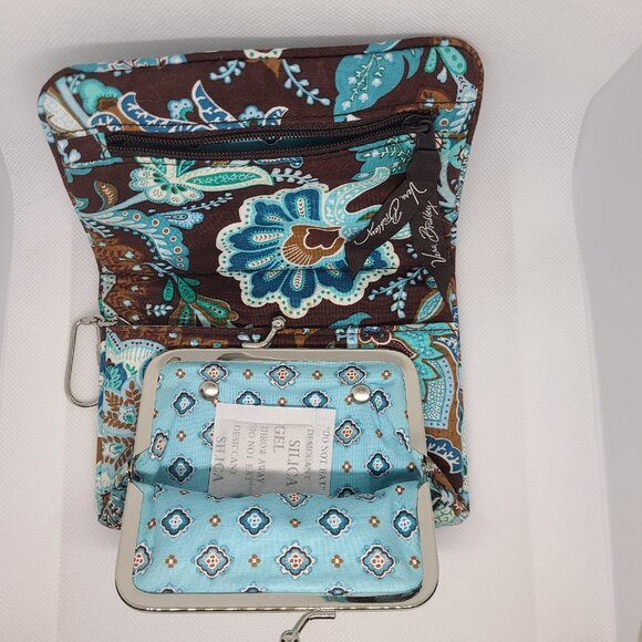 Vera Bradley Half-fold Wallet w/ Coin Closure Quilted Retired Pattern Java Blue - Picture 5 of 7